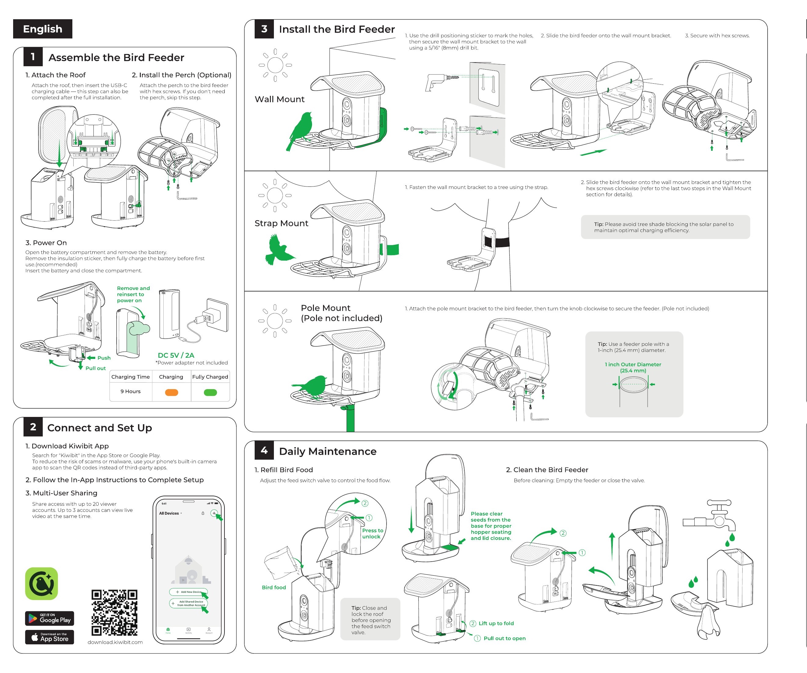 English user manual pages