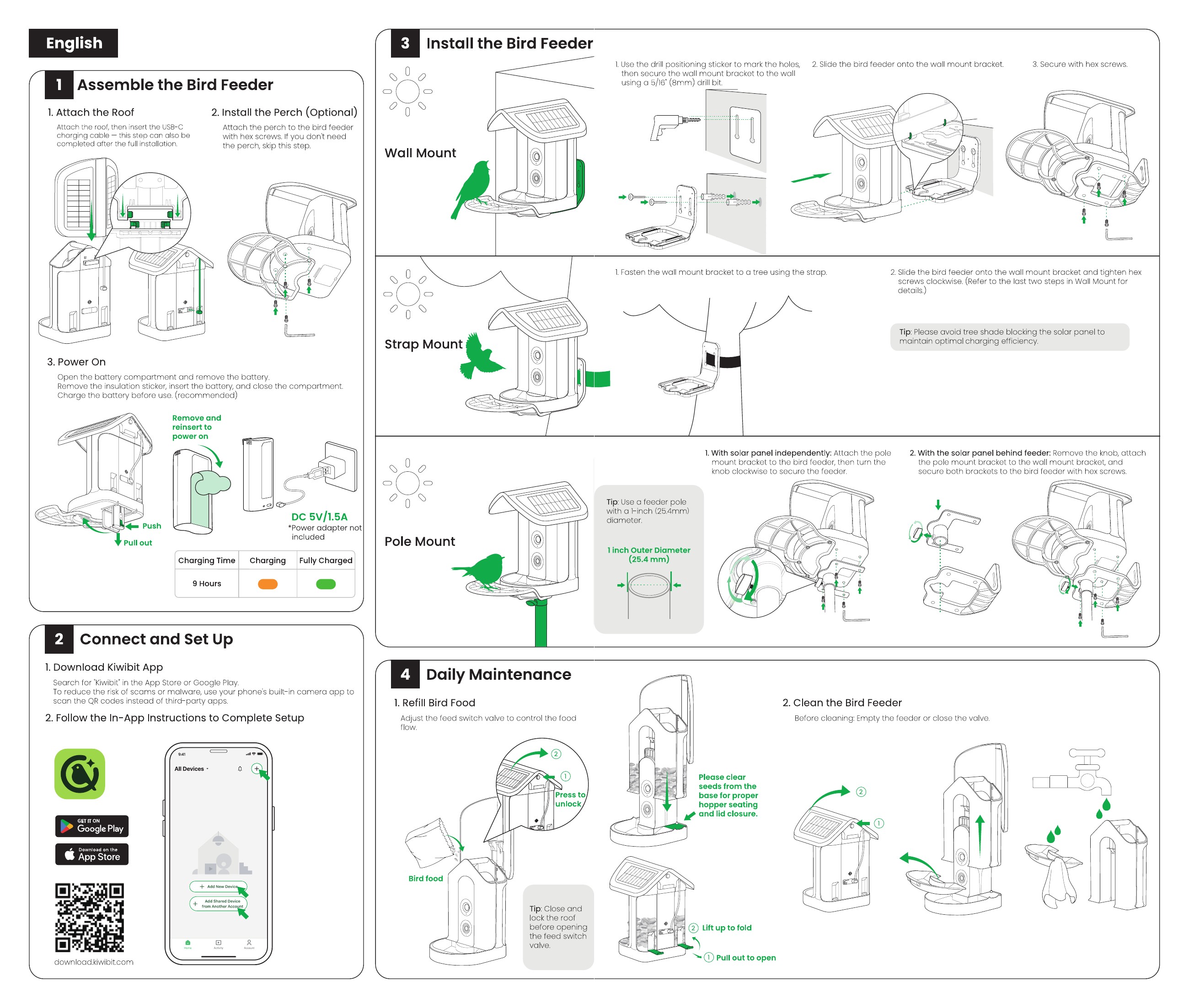 English user manual pages